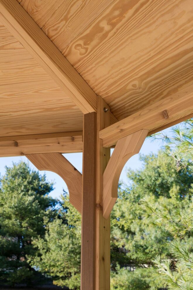 Interior Roof Brace on a Wood Gazebo.