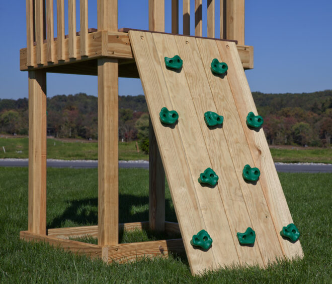 Playset climbing wall.