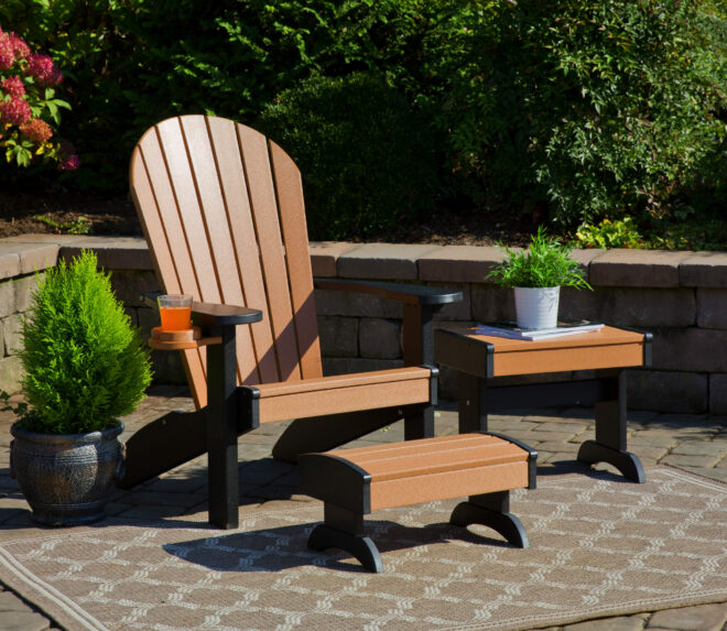 Single cedar and black poly Adirondack chair set.