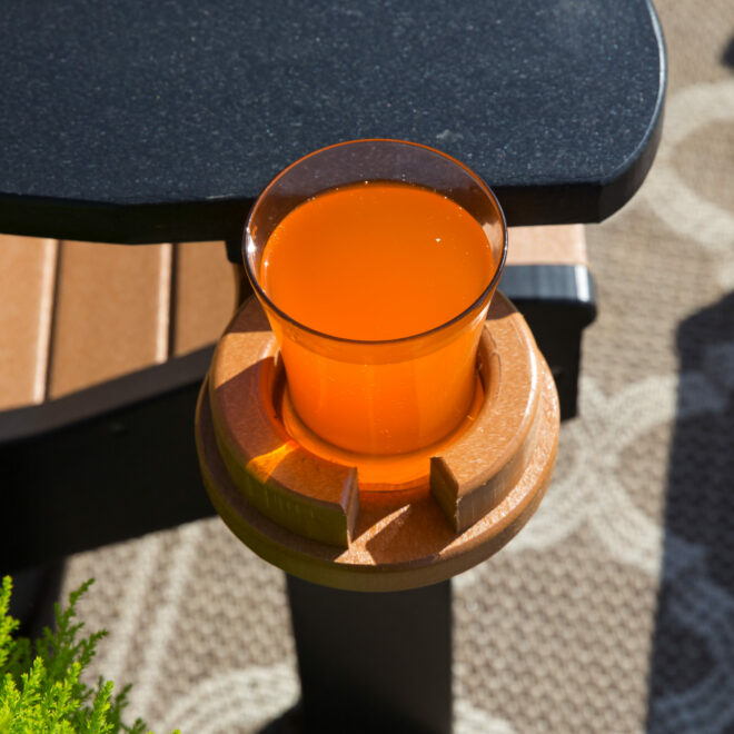 Cedar and Black poly chair Cupholder.