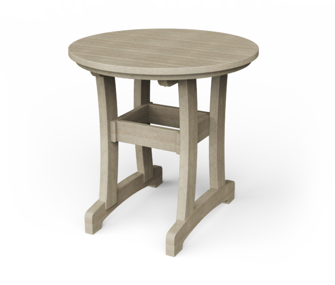 Round vinyl dining table.