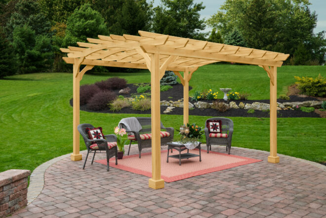 Wooden pergola kit.