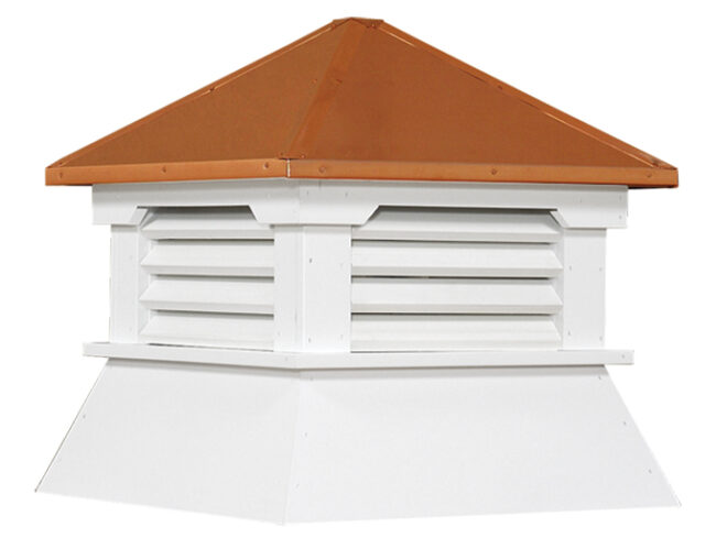 Square Vinyl Cupola with Copper Roof.